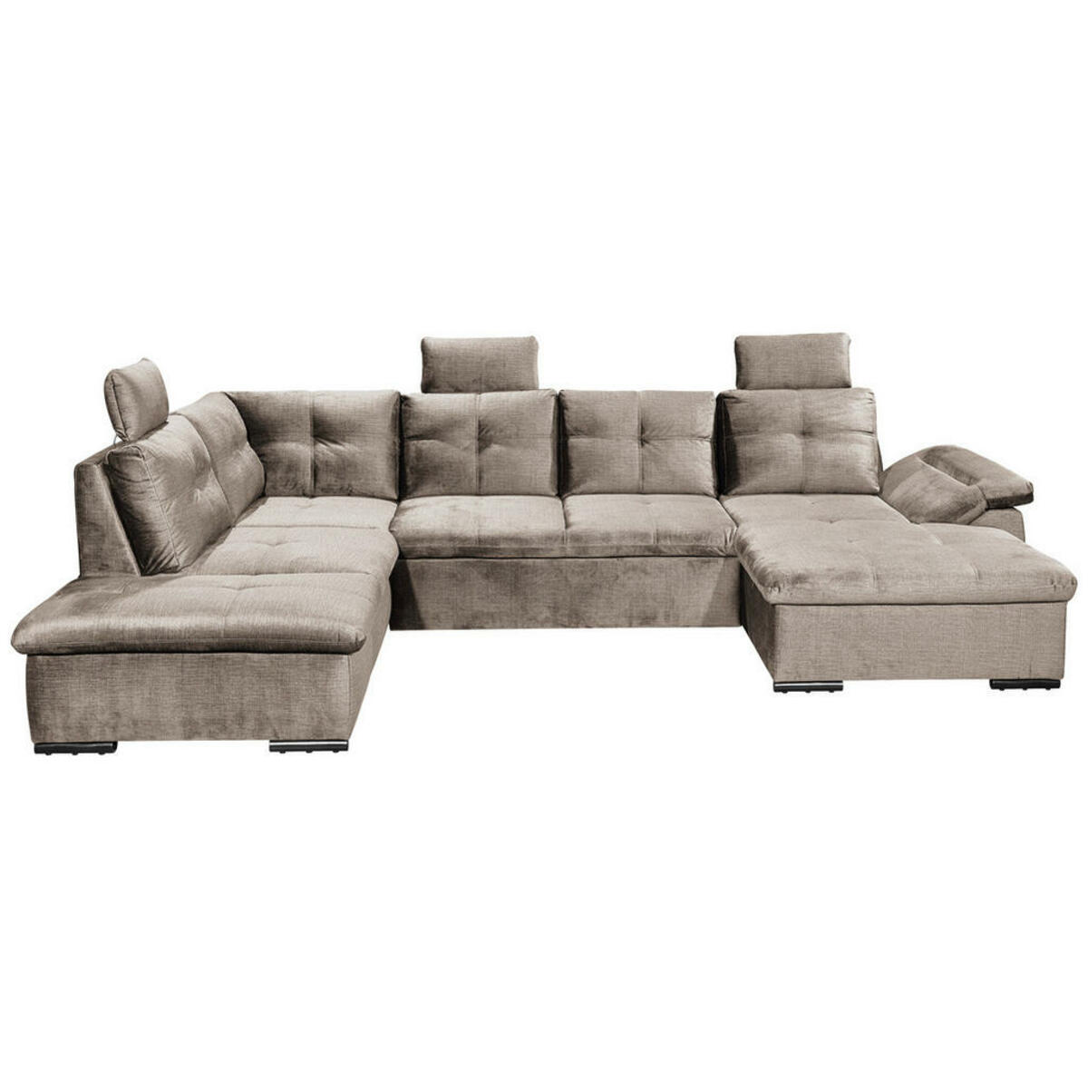 Bild 1 von Carryhome Wohnlandschaft, Creme, Textil, 7-Sitzer, Füllung: Schaumstoffflocken, Ottomane links, U-Form, 334x217 cm, Typenauswahl, Liegefunktion, seitenverkehrt erhältlich, Schlafen auf Sitzhöhe, R