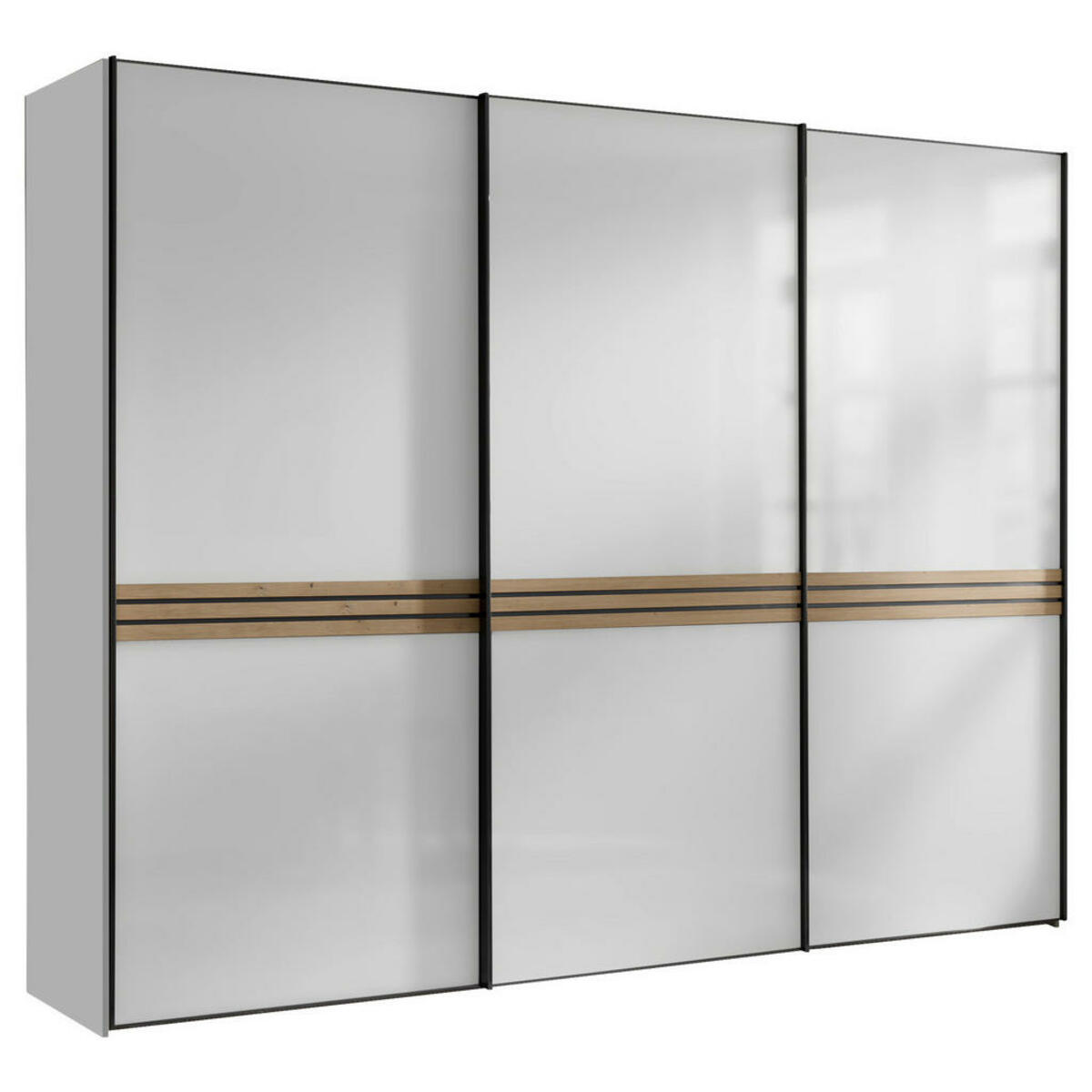 Bild 1 von Moderano Schwebetürenschrank, Weiß, Eiche Artisan, Metall, 10 Fächer, 2 Schubladen, 280x222x68 cm, Goldenes M, BQ - Bündnis für Qualität, Made in Germany, Typenauswahl, Beimöbel erhältlich, u