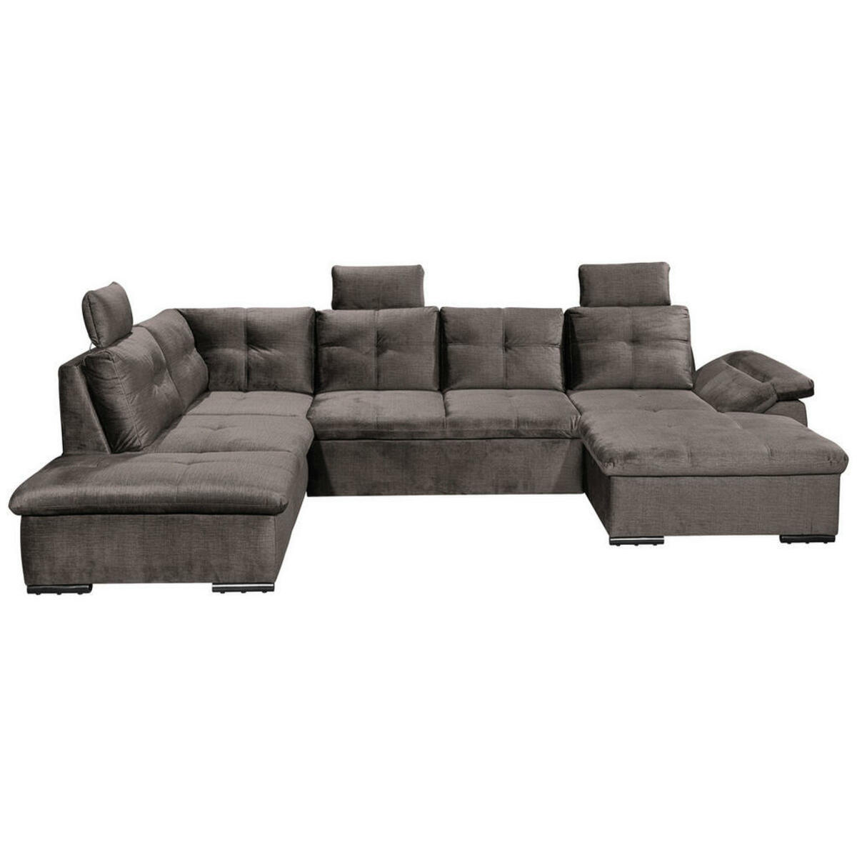 Bild 1 von Carryhome Wohnlandschaft, Graubraun, Textil, 7-Sitzer, Füllung: Schaumstoffflocken, Ottomane links, U-Form, 334x217 cm, Typenauswahl, Liegefunktion, seitenverkehrt erhältlich, Schlafen auf Sitzhöh