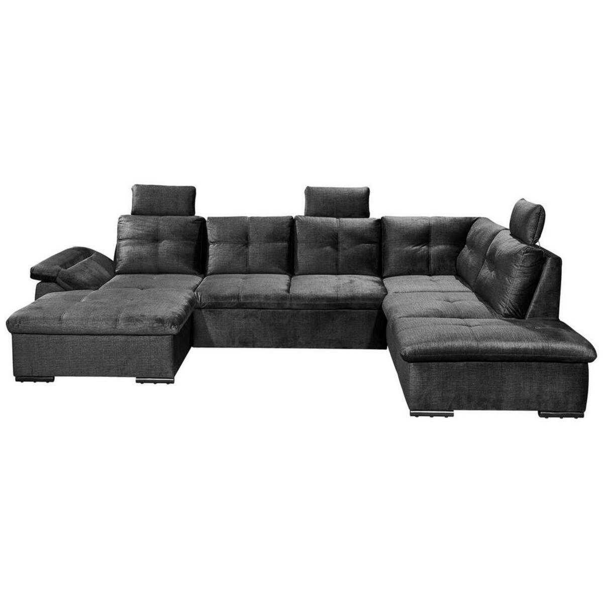 Bild 1 von Carryhome Wohnlandschaft, Schwarz, Textil, 7-Sitzer, Füllung: Schaumstoffflocken, Ottomane rechts, U-Form, 334x217 cm, Typenauswahl, Liegefunktion, seitenverkehrt erhältlich, Schlafen auf Sitzhöhe