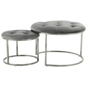 Mid.you Hockerset, Grau, Silber, Textil, 2-teilig, 40x60x32 cm, Wohnzimmer, Hocker, Sitzhocker