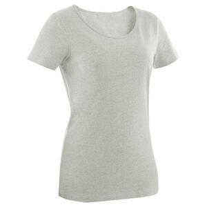 T-Shirt Fitness 100 Regular Baumwolle Rundhals Damen grau