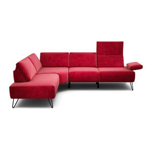 Ecksofa Cosy, Rot, Textil, 5-Sitzer, Ottomane links, L-Form, 248-263x193 cm, Stoffauswahl, Armteil links, rechts, Wohnzimmer, Sofas & Couches, Wohnlandschaften, Ecksofas