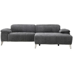 Livetastic Ecksofa, Dunkelgrau, Textil, 2-Sitzer, Ottomane rechts, L-Form, 262x175 cm, motorische Relaxfunktion, USB-Anschluss, Wohnzimmer, Sofas & Couches, Wohnlandschaften, Ecksofas