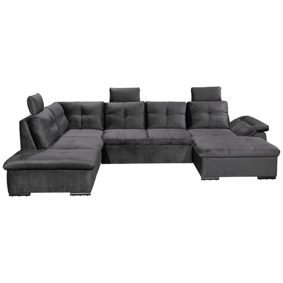 Bild 1 von Carryhome Wohnlandschaft, Grau, Textil, 7-Sitzer, Füllung: Schaumstoffflocken, Ottomane links, U-Form, 334x217 cm, Typenauswahl, Liegefunktion, seitenverkehrt erhältlich, Schlafen auf Sitzhöhe, R