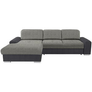 Livetastic Ecksofa, Grau, Dunkelgrau, Textil, Buche, massiv, 4-Sitzer, Ottomane links, L-Form, 286x203 cm, seitenverkehrt erhältlich, Wohnzimmer, Sofas & Couches, Wohnlandschaften