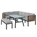 Bild 1 von Ambia Garden Dining-Loungeset, Anthrazit, Dunkelgrau, Metall, Kunststoff, Glas, Textil, 5-teilig, Füllung: Schaumstoff,Polyester, nicht einzeln stellbar, Tisch mit Glasplatte, Loungemöbel, Loungem