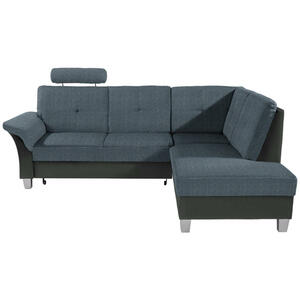 Livetastic Ecksofa, Blau, Graphit, Textil, Buche, massiv, 5-Sitzer, Ottomane rechts, L-Form, 245x196 cm, Made in EU, seitenverkehrt erhältlich, Wohnzimmer, Sofas & Couches, Wohnlandschaften