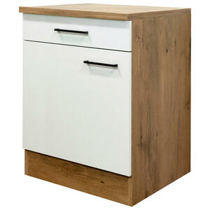 FlexWell Küchenunterschrank, Eiche, Magnolie, Metall, 1 Fächer, 1 Schubladen, einzeln stellbar, 60x85x57 cm, Made in Germany, individuell planbar, Küchen, Küchenmöbel, Küchenschränke, Küchenu