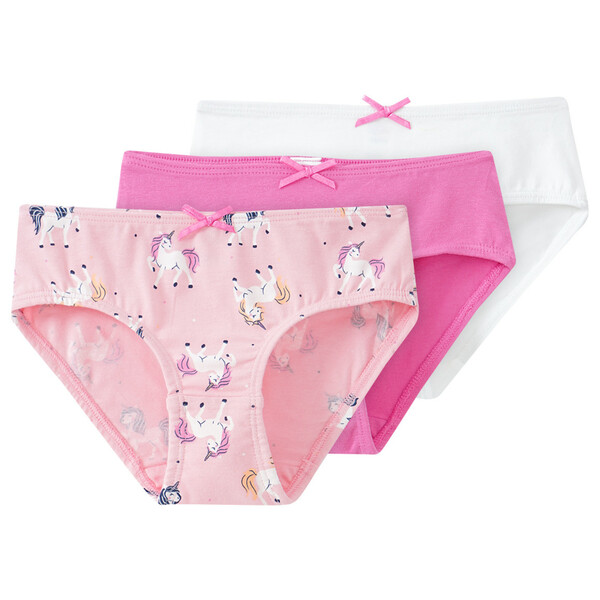 3 Mädchen Slips in verschiedenen Dessins ROSA / WEISS / PINK von