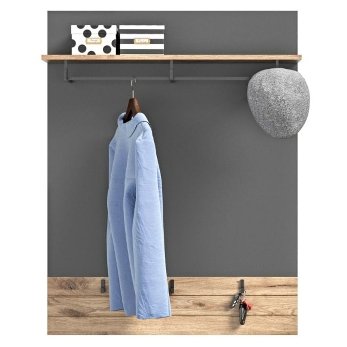Bild 1 von Garderobenpaneel Mason, Basalt grau Nox Oak 90x117x25 cm