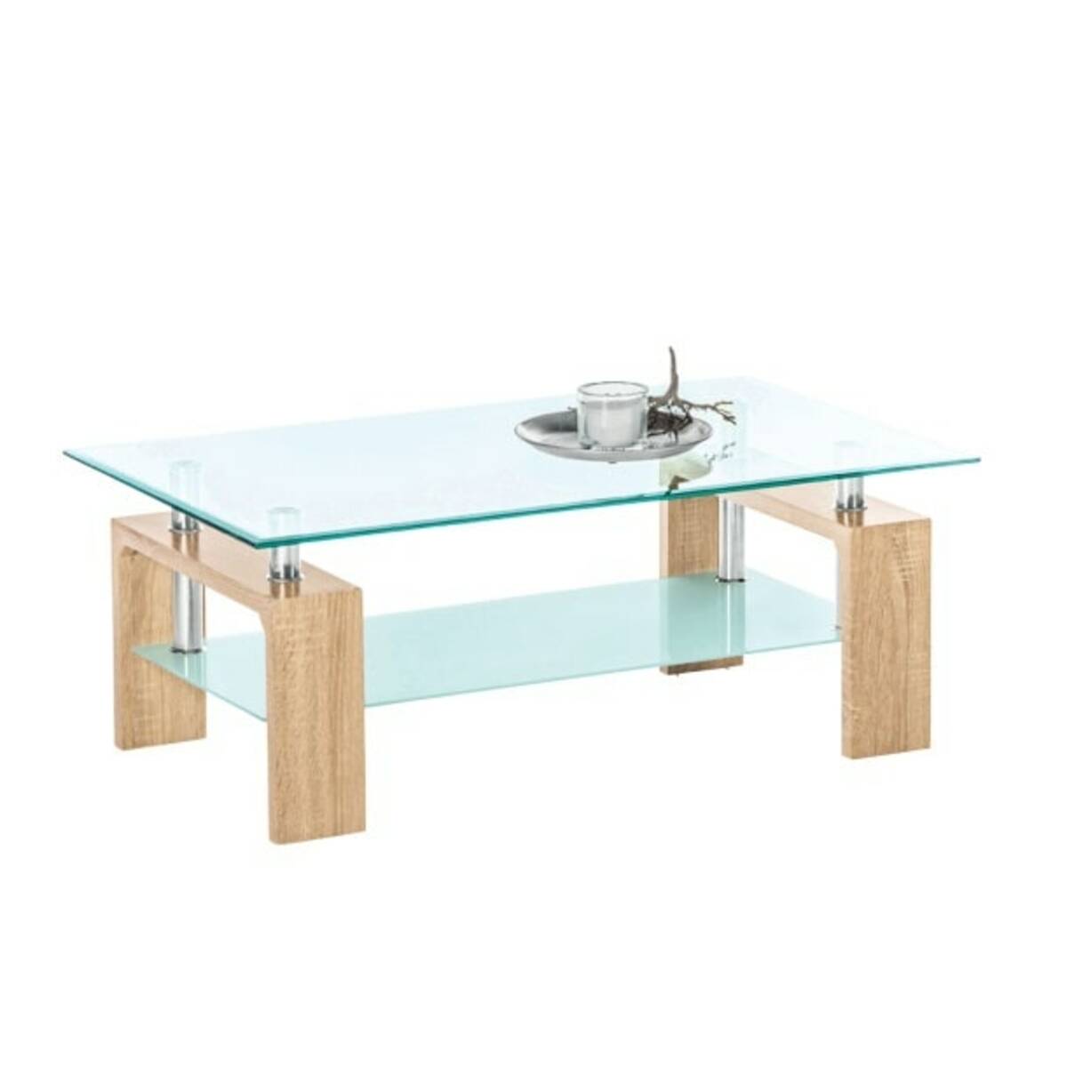 Bild 1 von Couchtisch Mango Eiche sägerau Nachbildung/Glas ca. 100 x 42 x 60 cm