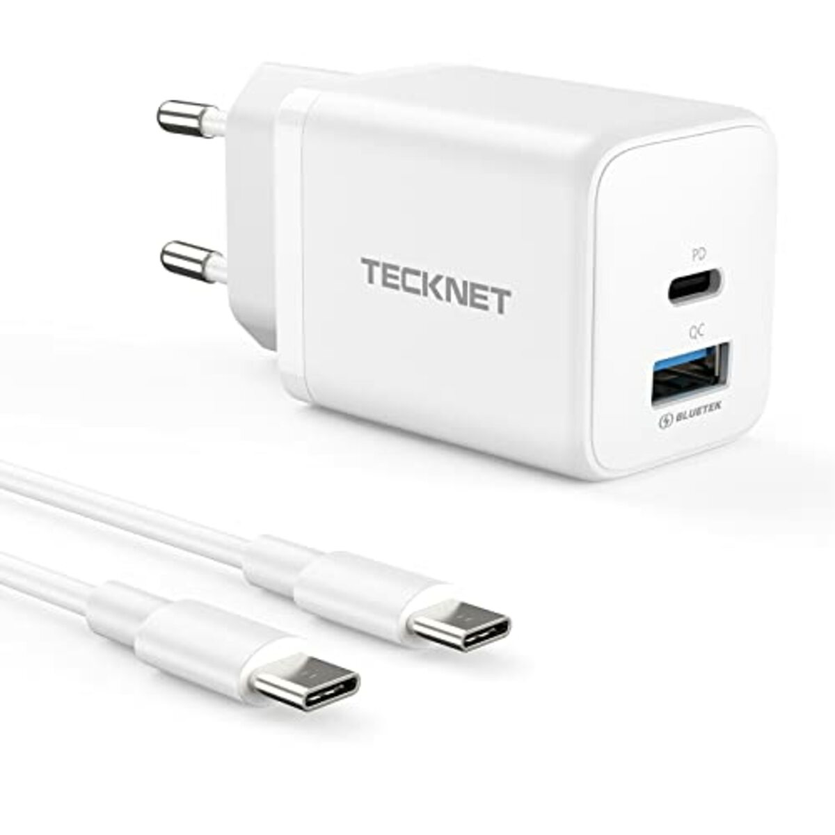 Bild 1 von TECKNET 45W USB C ladegerät, 2-Port (1 USB C+1 USB) GAN Ⅲ Netzteil mit einen USB C auf USB C Ladekabel, PPS PD 3.0 USB C Schnellladegerät/Charger für iPhone, iPad, Samsung, Huawei, Xiaomi, MacBo