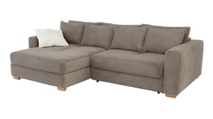 Ecksofa Cordbezug taupe 288 x 186 cm Schlaffunktion - KAMPEN