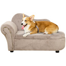 Bild 1 von PawHut Hundesofa, Haustiersofa mit Stauraum, Hundebett in Samtoptik, Beige