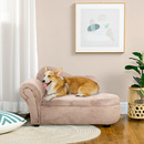 Bild 2 von PawHut Hundesofa, Haustiersofa mit Stauraum, Hundebett in Samtoptik, Beige