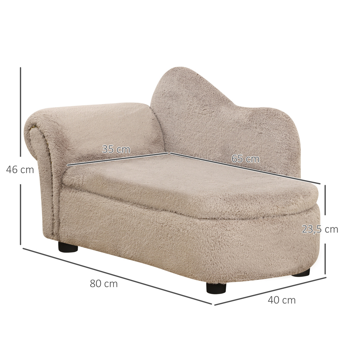 Bild 3 von PawHut Hundesofa, Haustiersofa mit Stauraum, Hundebett in Samtoptik, Beige