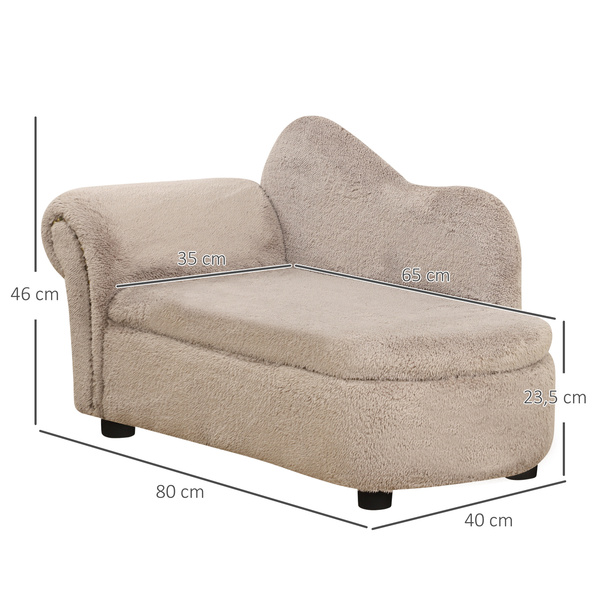 Bild 3 von PawHut Hundesofa, Haustiersofa mit Stauraum, Hundebett in Samtoptik, Beige