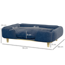 Bild 3 von PawHut Hundesofa, Haustiersofa mit Kissen, Hundebett mit Erhöhtem Design Blau