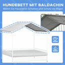 Bild 4 von PawHut Hundebett mit Baldachin, Hundeliege, Erhöhtes Hundebett mit Kissen Grau