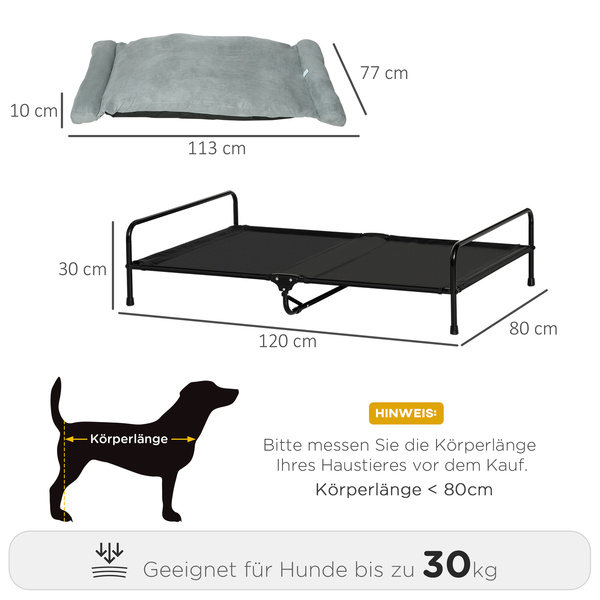 Bild 3 von PawHut Erhöhtes Hundebett Haustierbett Hundeliege mit Kissen Netzstoff Hellgrau