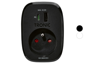TRONIC® Steckdosenadapter »TSPD20«, USB-A + USB-C, max. 20 W