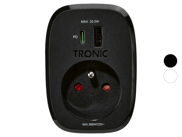 Bild 1 von TRONIC® Steckdosenadapter »TSPD20«, USB-A + USB-C, max. 20 W