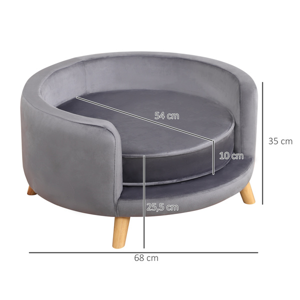 Bild 3 von PawHut Hundesofa, Haustiersofa mit Samtoptik, Katzensofa mit Kissen, Holzbeine