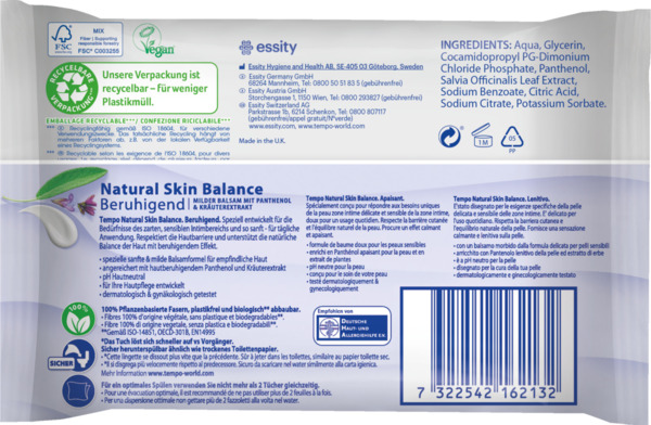 Bild 2 von Tempo Feuchte Toilettentücher Natural Skin Balance