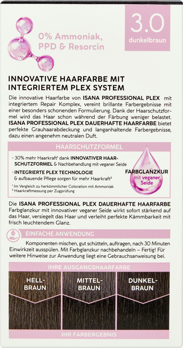 Bild 4 von ISANA PROFESSIONAL Plex dauerhafte Haarfarbe 3.0 dunkelbraun