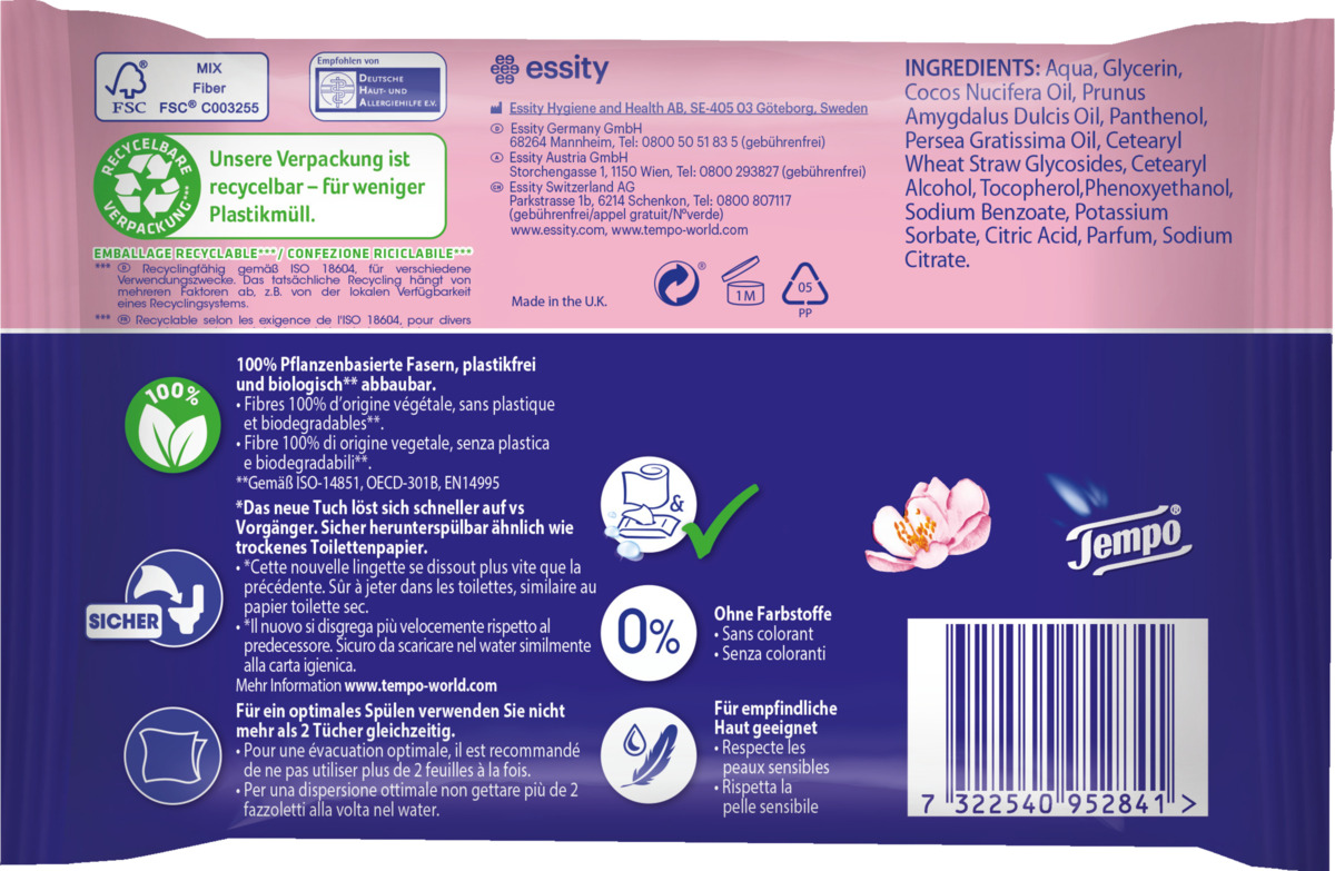 Bild 2 von Tempo Feuchte Toilettentücher Mandelmilch