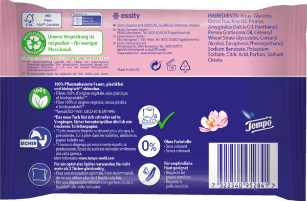 Bild 2 von Tempo Feuchte Toilettentücher Mandelmilch