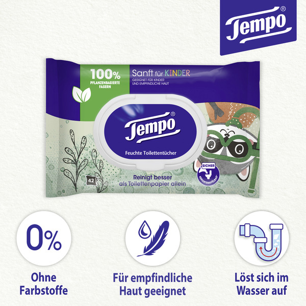 Bild 3 von Tempo Feuchte Toilettentücher Sanft für Kinder