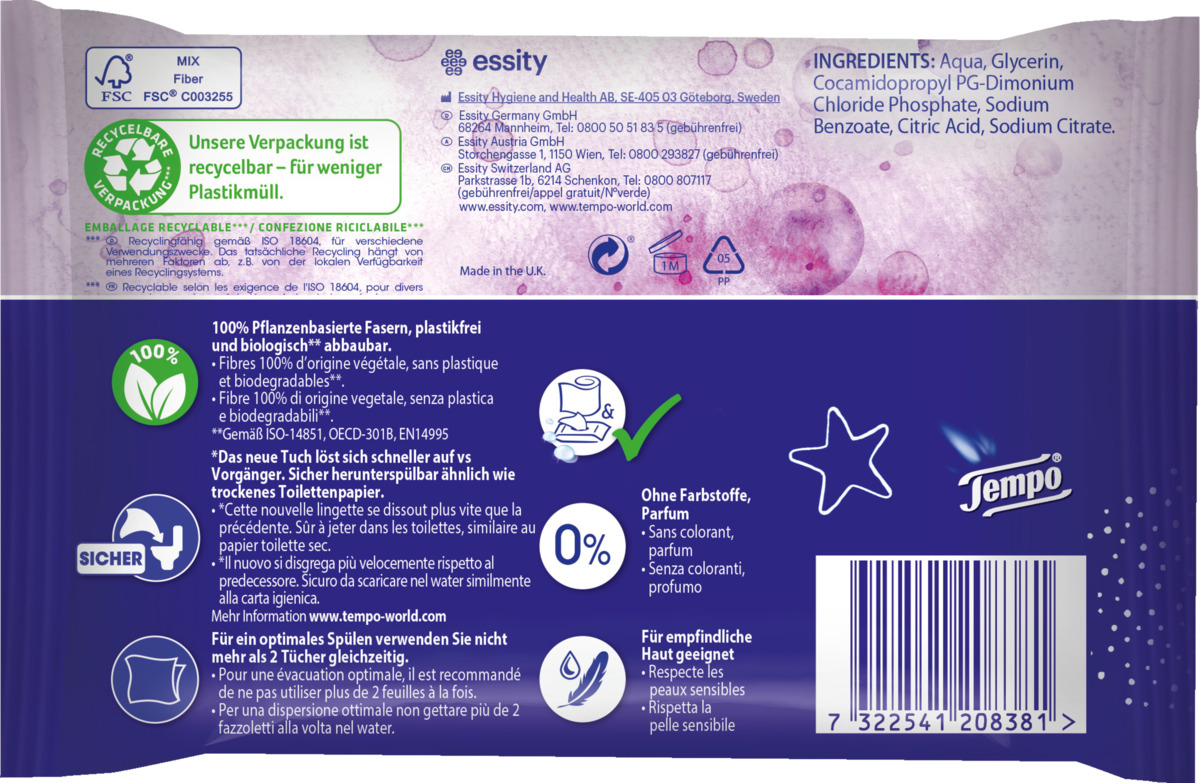 Bild 2 von Tempo Feuchte Toilettentücher Sanft für Kinder