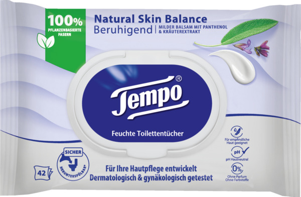 Bild 1 von Tempo Feuchte Toilettentücher Natural Skin Balance