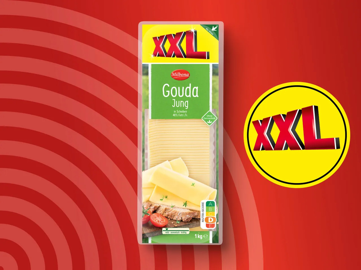 Milbona Gouda Jung XXL, 1 kg im Angebot Aktuelle Preise & Schnäppchen