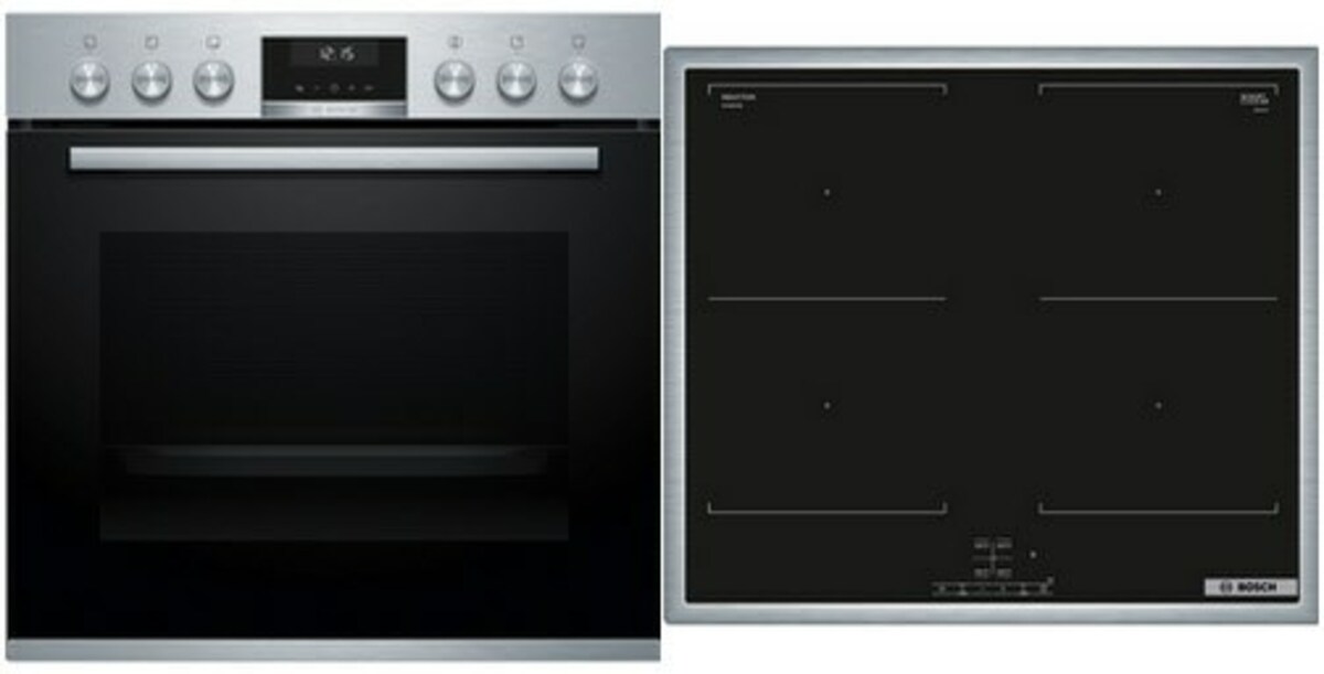 Bild 1 von HND617LS61 Herdset mit Induktionskochfeld bestehend aus HEA517BS1 + NVQ645CB6E edelstahl + edelstahl