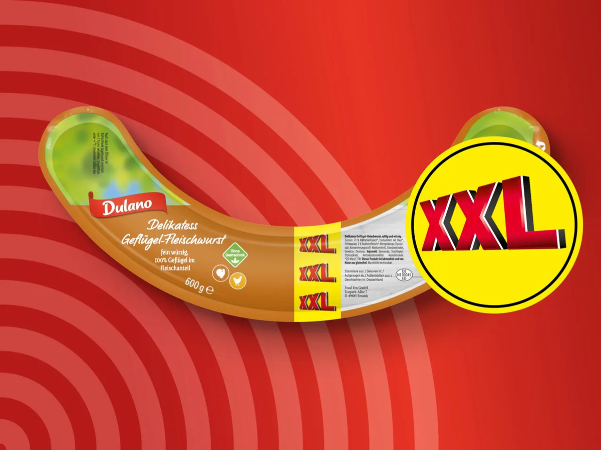 Bild 1 von Dulano Delikatess Geflügel-Fleischwurst XXL, 
         600 g