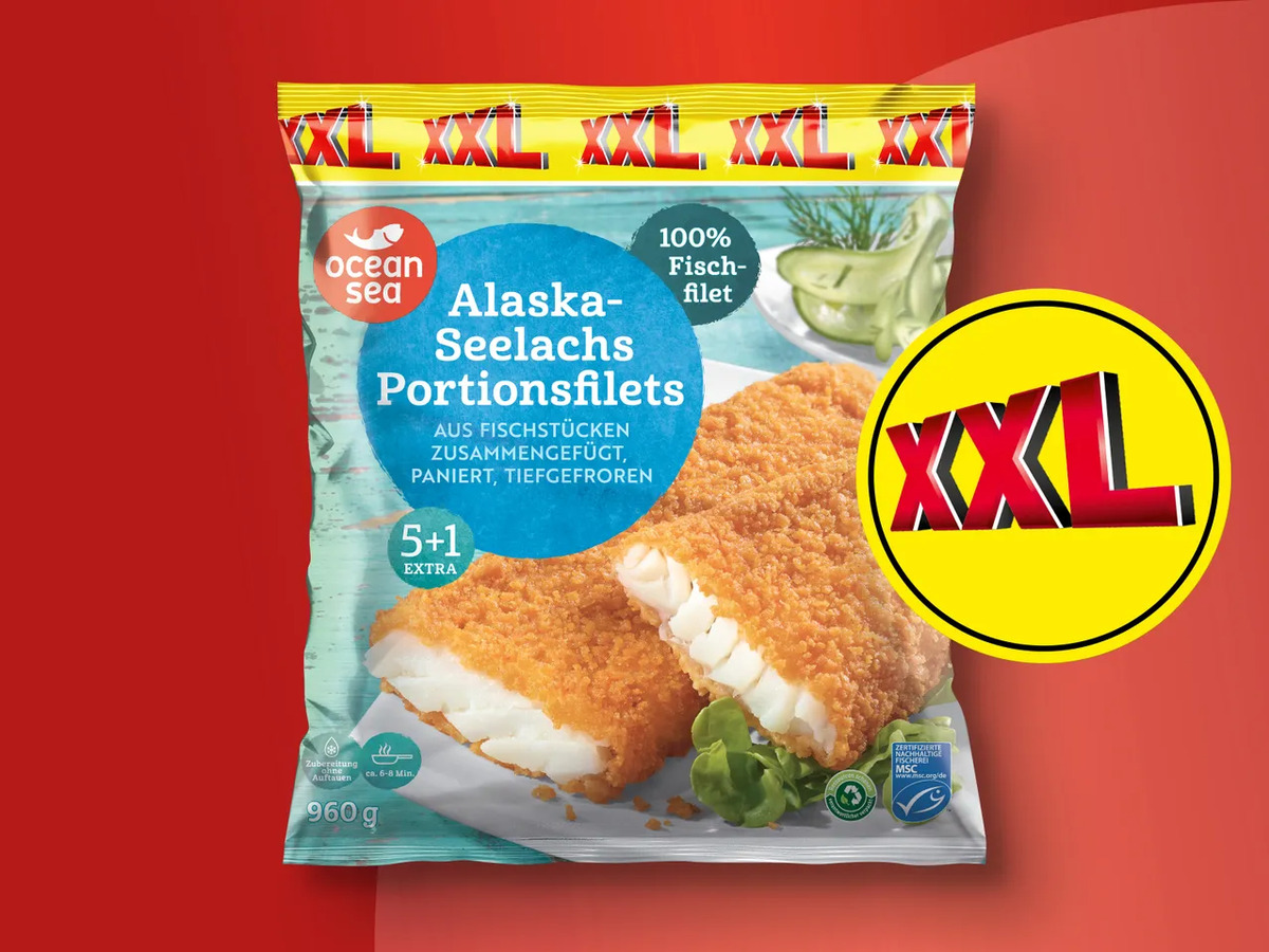 Ocean Sea MSC Alaska-Seelachs Portionsfilets XXL, 960 g von Lidl ansehen!