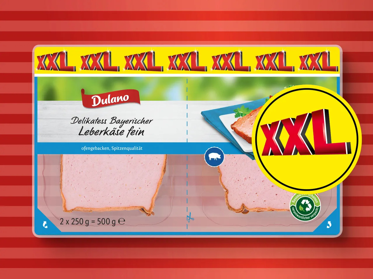 Bild 1 von Dulano Delikatess Bayerischer Leberkäse XXL, 
         500/450 g