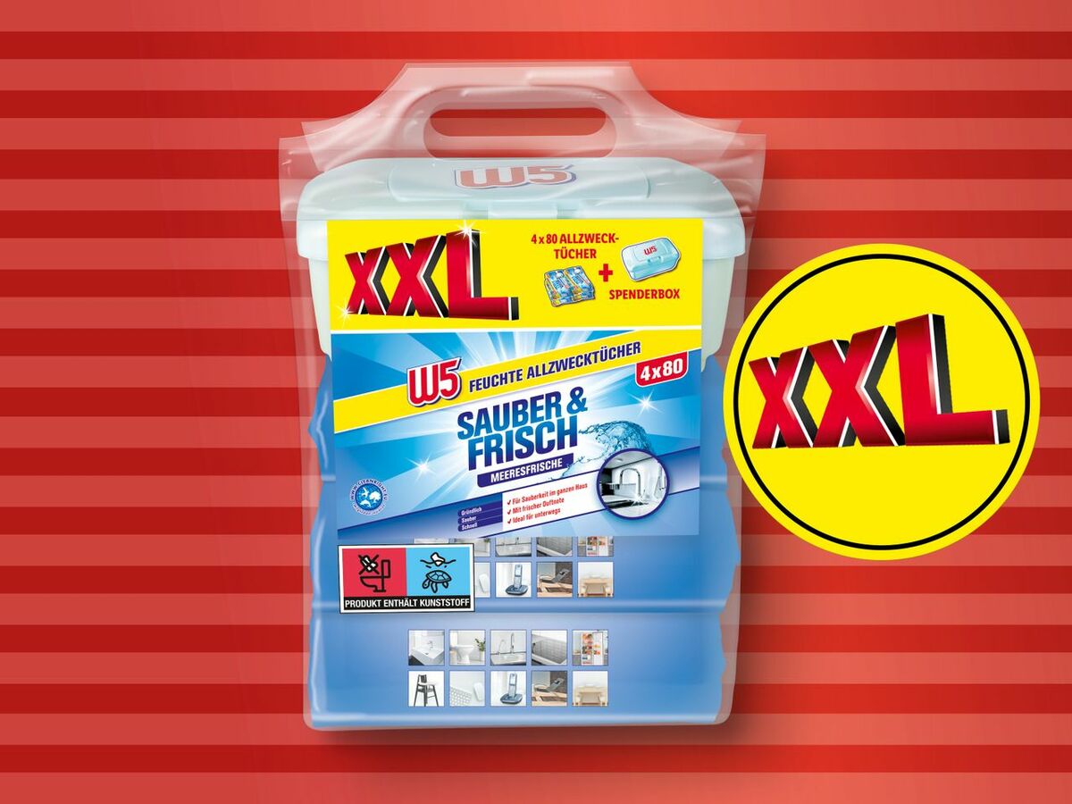 Bild 1 von W5 Feuchte Allzwecktücher XXL, 
         4x 80 Stück