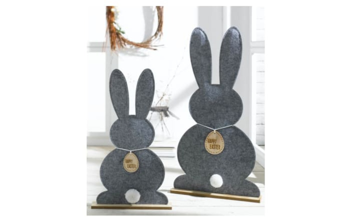 Bild 2 von Dekofigur Osterhase aus Filz in grau, 61 cm