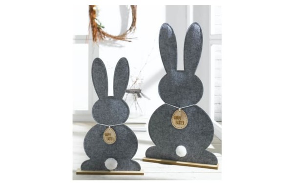 Bild 2 von Dekofigur Osterhase aus Filz in grau, 61 cm
