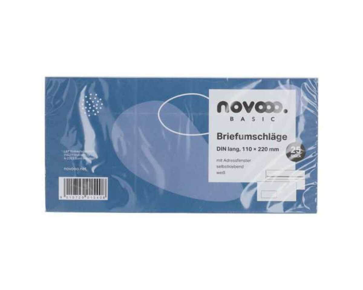Bild 1 von Novooo Briefumschläge DIN lang mit Fenster, 25er, weiß