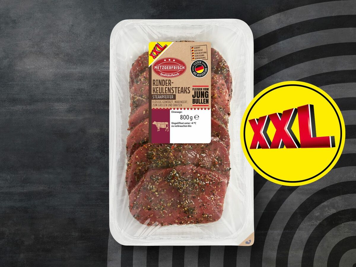 Bild 1 von Metzgerfrisch Rinder-Keulensteaks XXL, 
         800 g