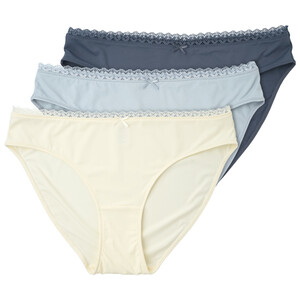 3 Damen Slips mit Spitze HELLBLAU / CREMEWEISS / DUNKELBLAU