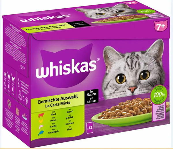 Bild 1 von Whiskas Multipack Senior 7+ gemischte Auswahl in Sauce Katzenfutter 12 x 85 g