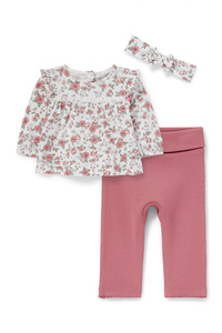 C&A Blümchen-Baby-Outfit-3 teilig, Rosa, Größe: 50