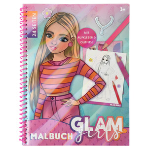 Glam Girls Malbuch mit 24 Seiten PINK / ROSA