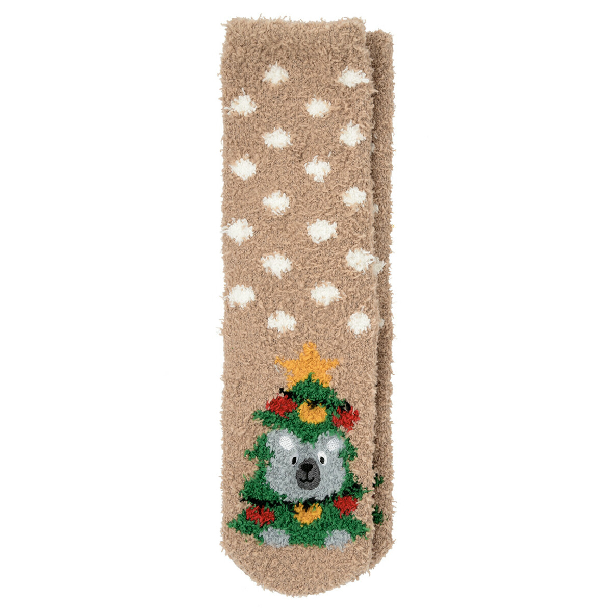 Bild 1 von 1 Paar Damen Weihnachtssocken mit Bär-Motiv BEIGE